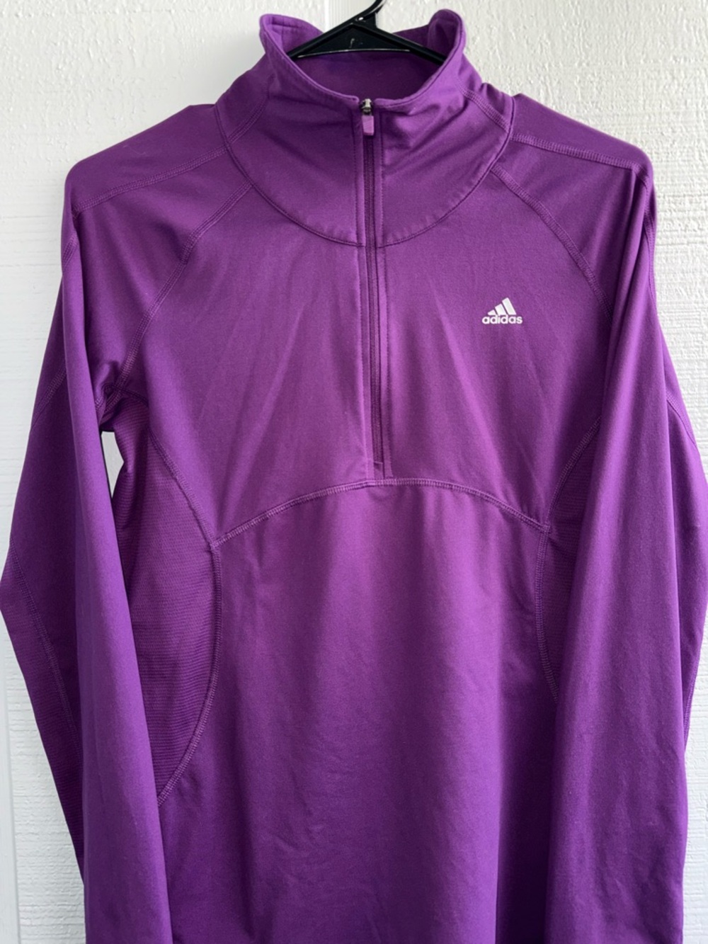 Adidas Climalite 1/4 Zip Pullover Jacket Women's Size M - Purple With Thumbholes - Picture 3 of 9